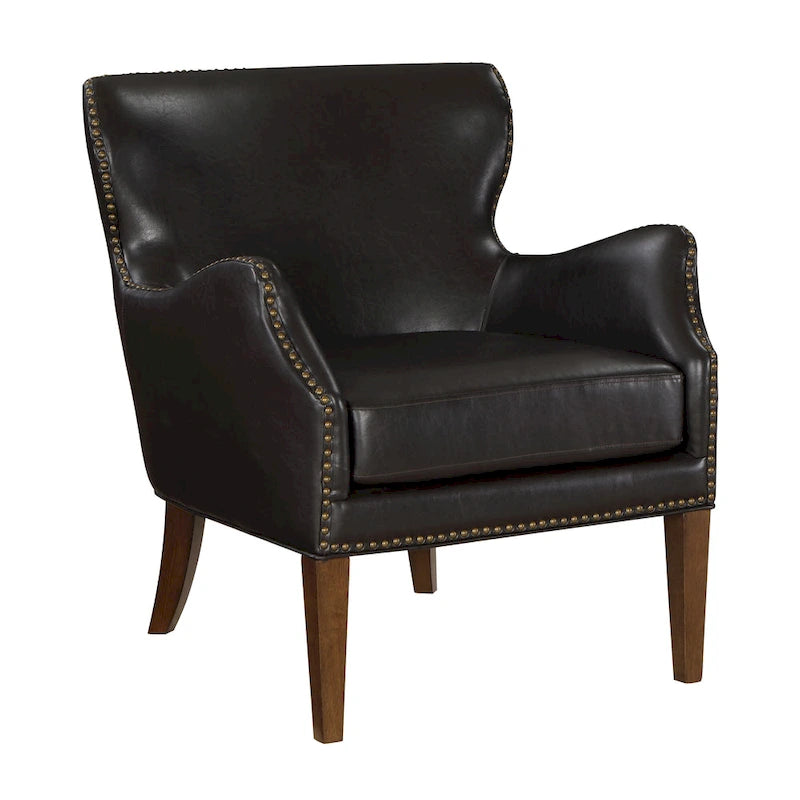 Daniela Deep Brown High Leg Slope Arm Chair, Wingback Chair