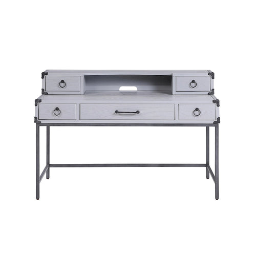 54 Gray Wood Writing Desk With Five Drawers