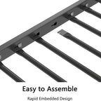 Sturdy Twin over Full Bunk Bed Metal Black for Kids and Adult Low Profile Twin over Full Bunk Bed with Ladder and Guardrails