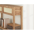 Entryway Table, Console Table with Rattan 2 Drawers, Wood Sofa Table with Storage