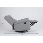 Manual Recliner Chair Fabric Swivel Armchair High Back Lounge Seating with Footrest, Adjustable Backrest and Nailhead Trim