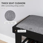 Bamboo Shoe Bench, 3-Tier Entryway Bench with Storage and Cushion, Shoe Organizer for Entryway, Hallway