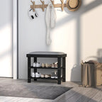 Bamboo Shoe Bench, 3-Tier Entryway Bench with Storage and Cushion, Shoe Organizer for Entryway, Hallway