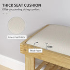 Bamboo Shoe Bench, 3-Tier Entryway Bench with Storage and Cushion, Shoe Organizer for Entryway, Hallway