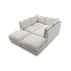 Beige 130 U-Shaped Customizable 6-Seat Modular Sectional Sofa with Convertible Ottoman and Versatile Assembly Options
