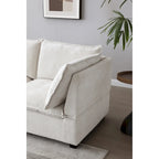 Beige 130 U-Shaped Customizable 6-Seat Modular Sectional Sofa with Convertible Ottoman and Versatile Assembly Options