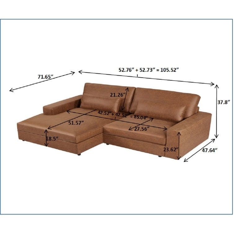 105.52 inch Oversize Facing Chaise Sectional Sofa
