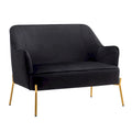 Kyler Loveseat Couch Sofa, Velvet Upholstery, Gold Chrome Legs