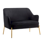 Kyler Loveseat Couch Sofa, Velvet Upholstery, Gold Chrome Legs