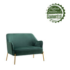Kyler Loveseat Couch Sofa, Velvet Upholstery, Gold Chrome Legs