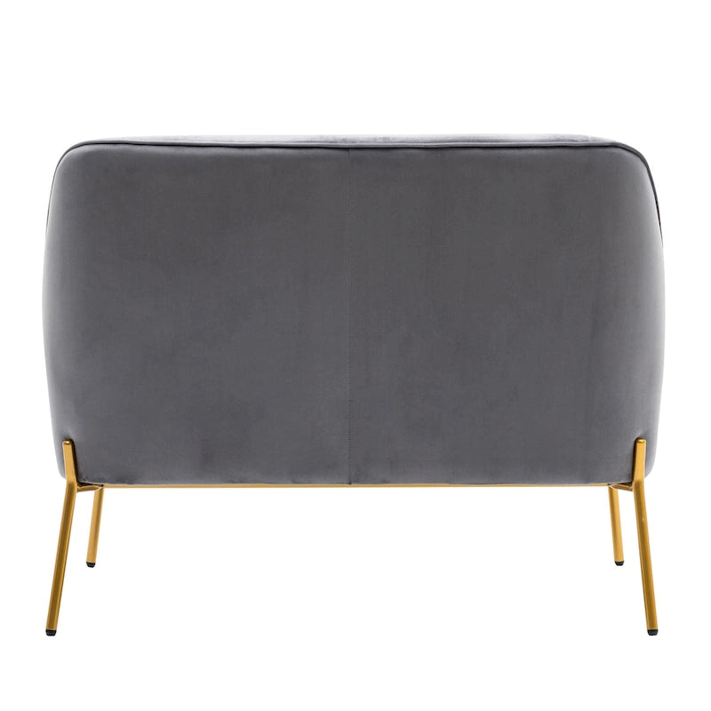 Kyler Loveseat Couch Sofa, Velvet Upholstery, Gold Chrome Legs