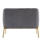Kyler Loveseat Couch Sofa, Velvet Upholstery, Gold Chrome Legs