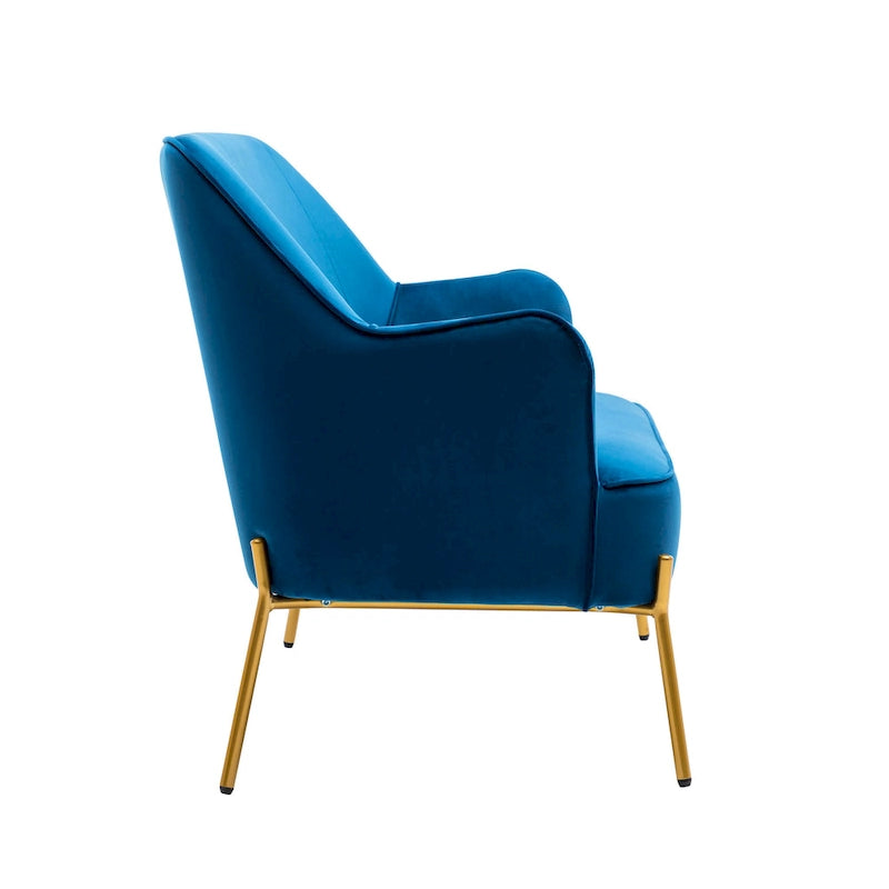 Kyler Loveseat Couch Sofa, Velvet Upholstery, Gold Chrome Legs