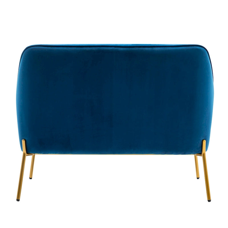 Kyler Loveseat Couch Sofa, Velvet Upholstery, Gold Chrome Legs