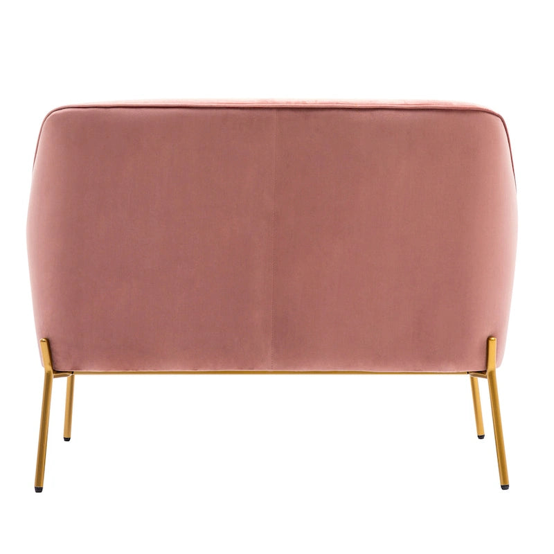 Kyler Loveseat Couch Sofa, Velvet Upholstery, Gold Chrome Legs