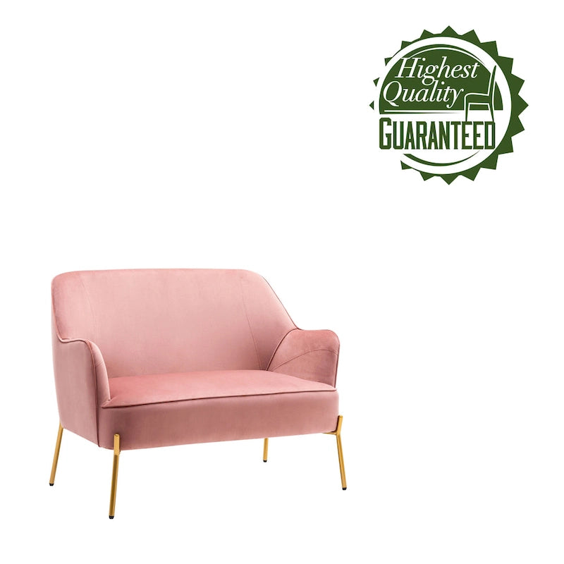 Kyler Loveseat Couch Sofa, Velvet Upholstery, Gold Chrome Legs