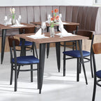 Commercial Metal Dining Chair with Wood Seat and Boomerang Back