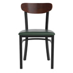 Commercial Metal Dining Chair with Wood Seat and Boomerang Back