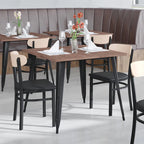 Commercial Metal Dining Chair with Wood Seat and Boomerang Back