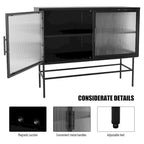 Double Tempered Glass Door Storage Cabinet with Adjustable Shelf