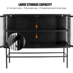 Double Tempered Glass Door Storage Cabinet with Adjustable Shelf