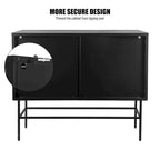 Double Tempered Glass Door Storage Cabinet with Adjustable Shelf