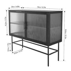 Double Tempered Glass Door Storage Cabinet with Adjustable Shelf