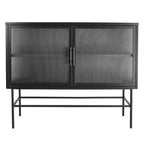 Double Tempered Glass Door Storage Cabinet with Adjustable Shelf