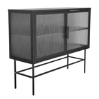 Double Tempered Glass Door Storage Cabinet with Adjustable Shelf