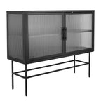 Double Tempered Glass Door Storage Cabinet with Adjustable Shelf