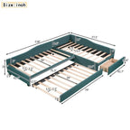 L Shaped Twin Daybed with Trundle, Upholstered Daybed with Storage Drawer, Double Twin Size Floor Platform Bed for Bedroom