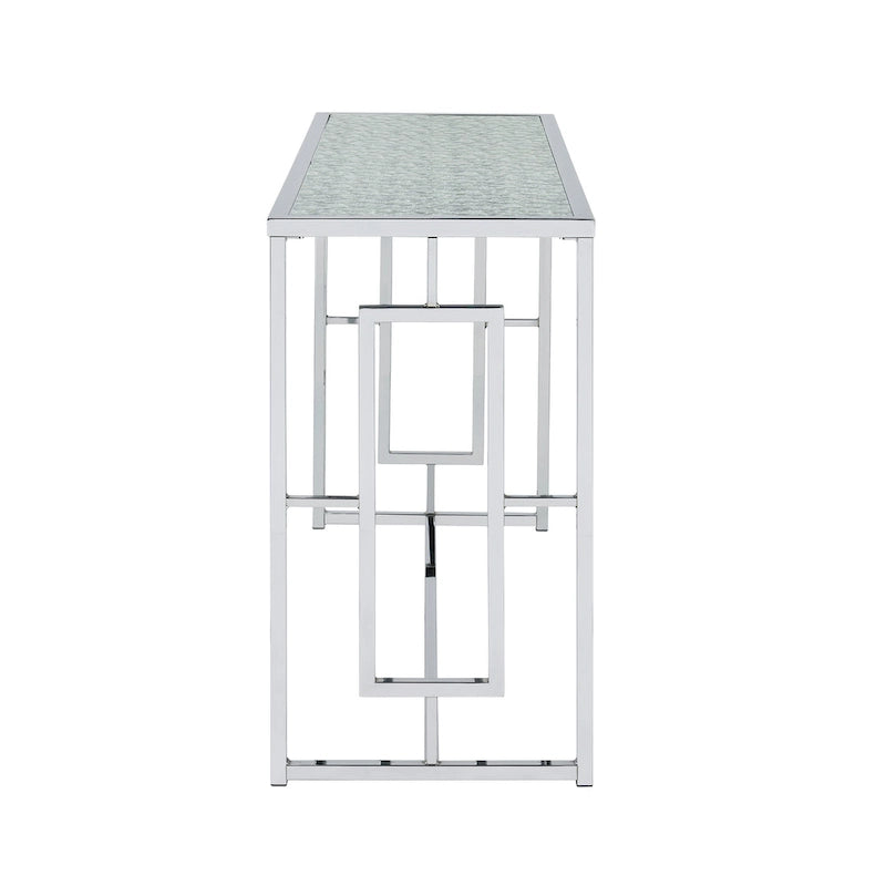 Glitterati Glam Chrome 48-inch Ripple Glass Sofa Table
