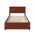 Full Platform Bed with Footboard and Twin Trundle - Walnut