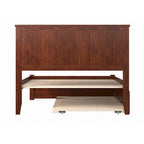 Full Platform Bed with Footboard and Twin Trundle - Walnut
