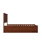 Full Platform Bed with Footboard and Twin Trundle - Walnut