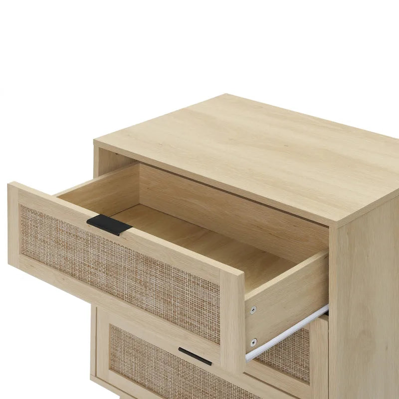 3-Drawer Rattan Cabinet with Pine Legs – Multiple Colors