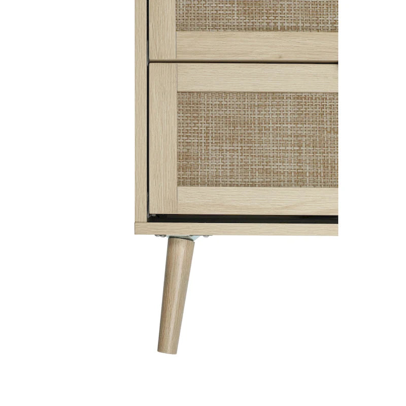 3-Drawer Rattan Cabinet with Pine Legs – Multiple Colors