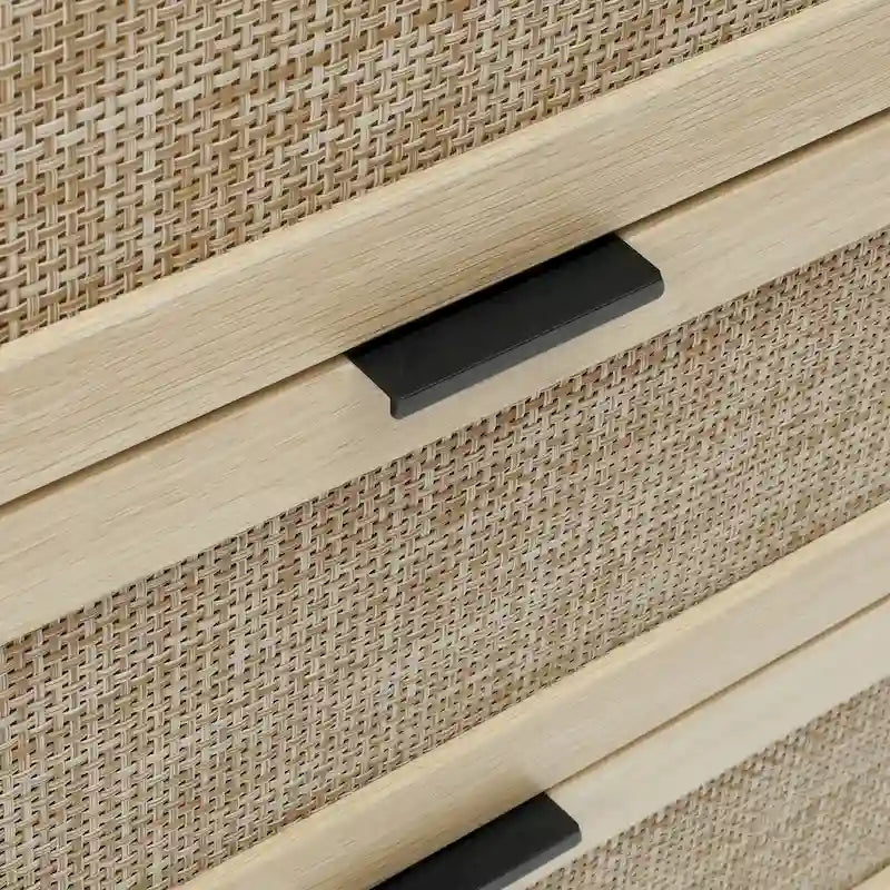 3-Drawer Rattan Cabinet with Pine Legs – Multiple Colors