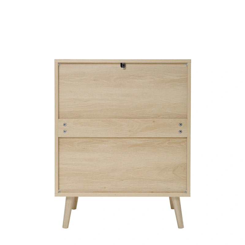 3-Drawer Rattan Cabinet with Pine Legs – Multiple Colors