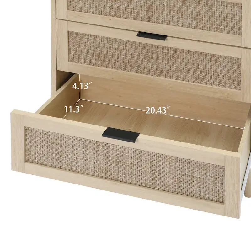 3-Drawer Rattan Cabinet with Pine Legs – Multiple Colors