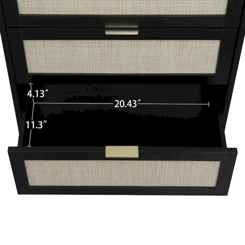 3-Drawer Rattan Cabinet with Pine Legs – Multiple Colors