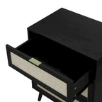 3-Drawer Rattan Cabinet with Pine Legs – Multiple Colors
