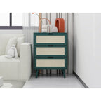 3-Drawer Rattan Cabinet with Pine Legs – Multiple Colors
