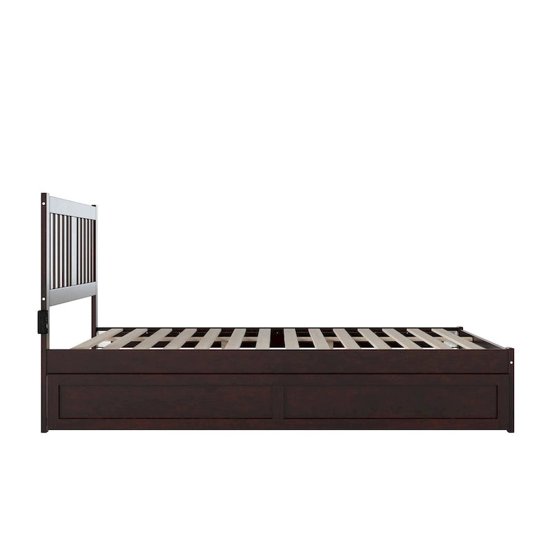 Queen Platform Bed with Twin XL Trundle - Espresso