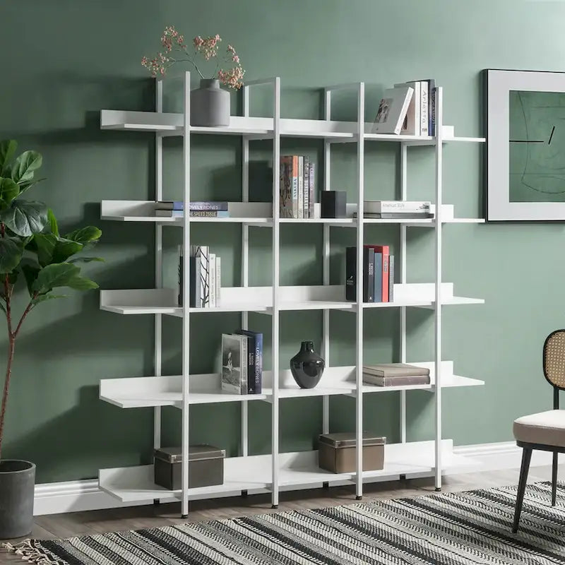 5-Tier Open Bookcase with MDF Shelves and Powder-Coated Steel Frame