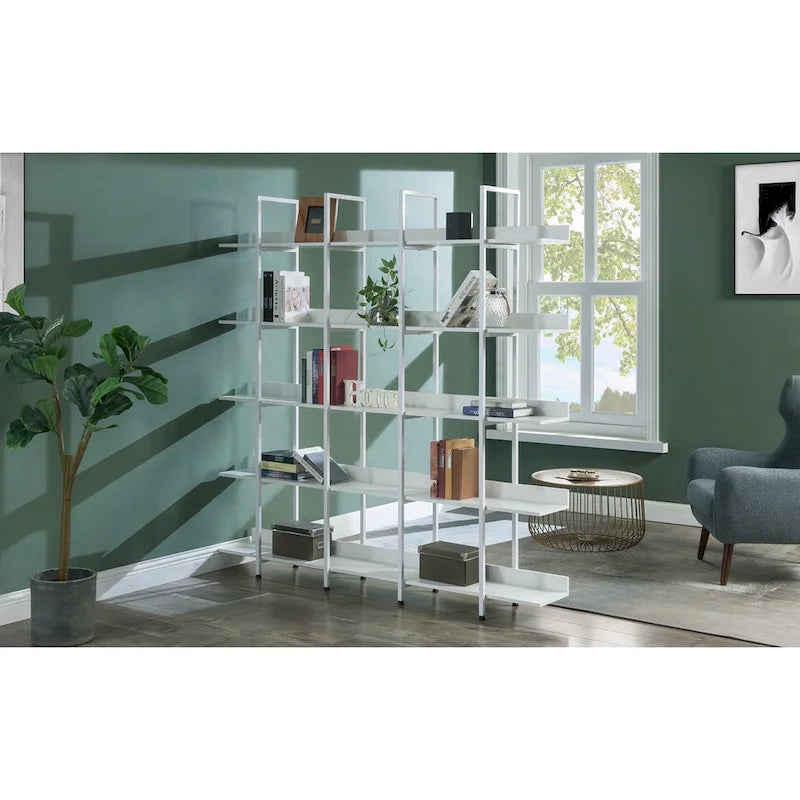 5-Tier Open Bookcase with MDF Shelves and Powder-Coated Steel Frame