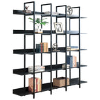 5-Tier Open Bookcase with MDF Shelves and Powder-Coated Steel Frame