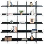 5-Tier Open Bookcase with MDF Shelves and Powder-Coated Steel Frame