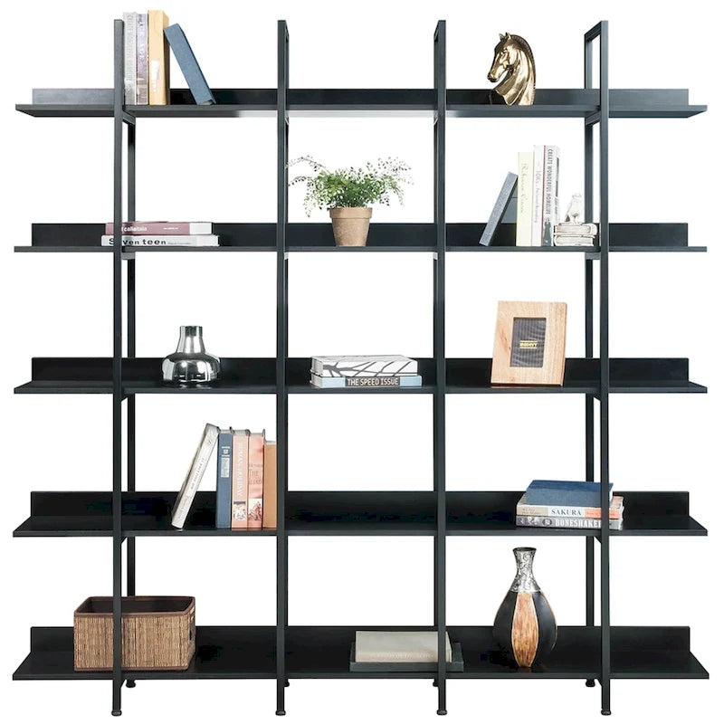 5-Tier Open Bookcase with MDF Shelves and Powder-Coated Steel Frame