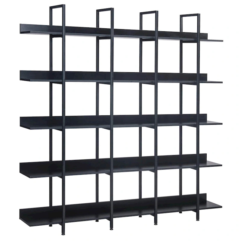 5-Tier Open Bookcase with MDF Shelves and Powder-Coated Steel Frame